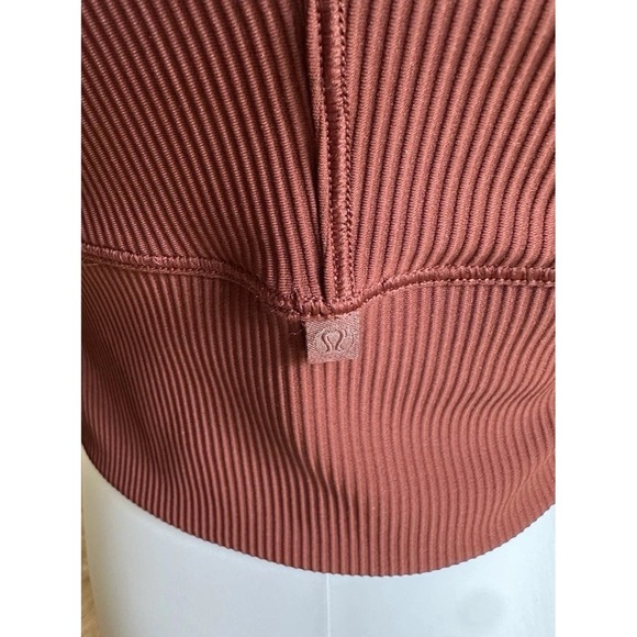 Lululemon Power Pivot Tank Ribbed Red Brown Size 10 NWT Cropped Reversible - Picture 6 of 7